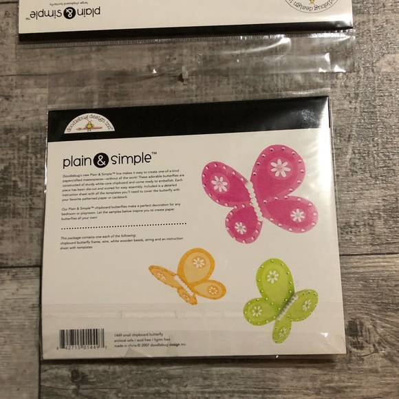 doodlebug design plain & simple large & small chipboard butterly (1 ea.) c. 2007 - Picture 7 of 15